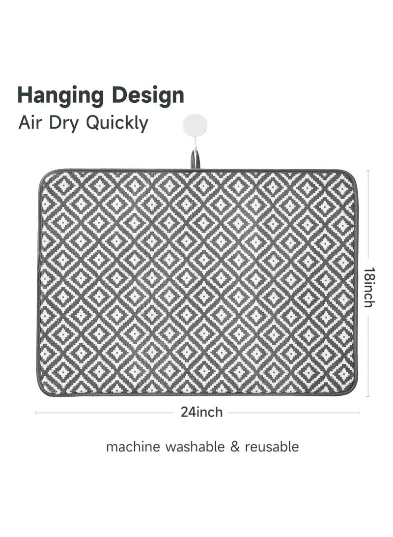 حصيرة تجفيف أطباق عالية الامتصاص - ألوان وأنماط عشوائية، خفيفة الوزن وسهلة التنظيف، تحمي الأسطح أثناء تجفيف الأطباق والأكواب وأدوات الطبخ وأدوات المطبخ - Image 4